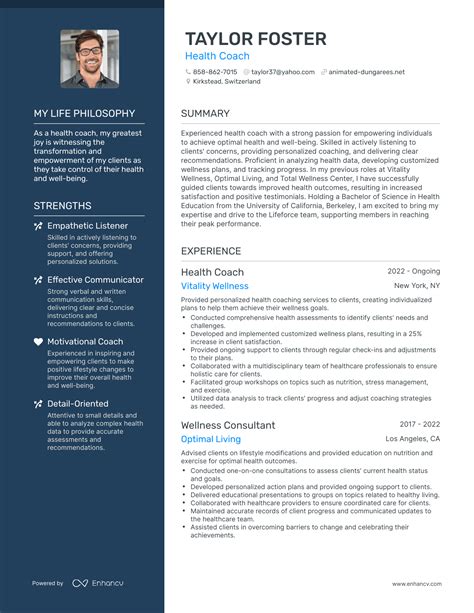 health coach resume template.